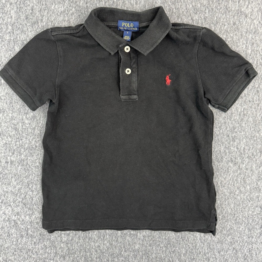 Polo Ralph Lauren Boys Black Polo Shirt Red Pony Size 5